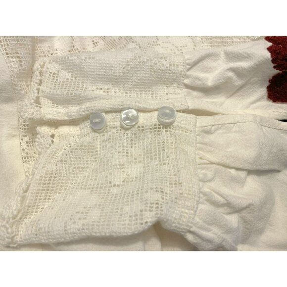 Free People Meadows Embroidered Peasant Top Artsy Hippie Boho Cropped Sz M NEW - Picture 10 of 12